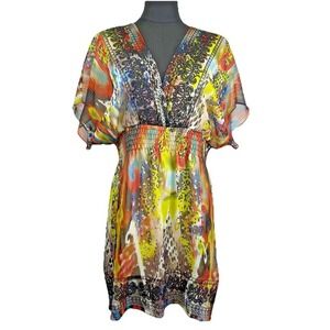 Calessa Womens Dress Sz Medium Knee Length Embroidery Boho‎ Chic Artsy Whimsical